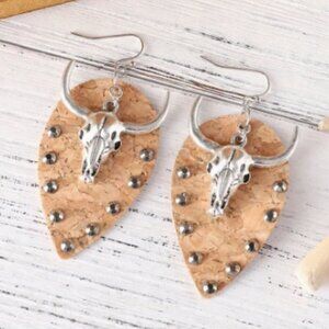 Silver Plated Bullshead - Western Style earrings